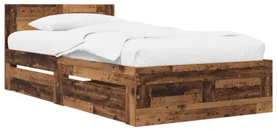Image de vidaXL : Cadre de lit avec tiroirs, 2 pièces, en bois de récupération et en panneaux de particules
