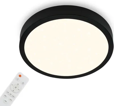 Produktbild von Briloner Leuchten Deckenlampe Sternenhimmel, Deckenleuchte Dimmbar, Farbtemperatur einstellbar, Aufbaulampe, Fernbedienung, Schwarz, Ø380x50 mm