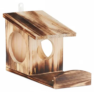 Image de Mangeoire pour écureuils Relaxdays, à suspendre, en bois, dimensions : 17,5 x 14 x 25 cm, finition flammée