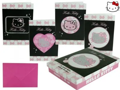 Produktbild von Hello Kitty Klappkarten mit Glitzer, 12er Pack mit Umschlägen
