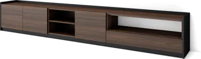 Produktbild von TV-Schrank, Lowboard, 310x37x50cm, Für TV-Geräte bis zu 80", Fernsehtisch, Dunkler Eiche und Schwarz