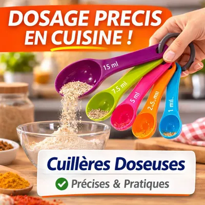 Image de Set de 5 Cuillères Doseuses Colorées de 1 à 15 ml/g