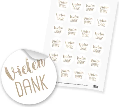 Produktbild von itenga 24x Sticker Aufkleber Vielen Dank (Motiv 120) braun latte macchiato weiß