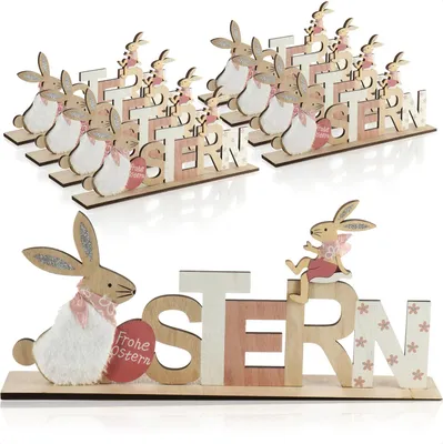 Produktbild von com-four® 8x Deko Aufsteller für Ostern - Schriftzug mit Osterhasen