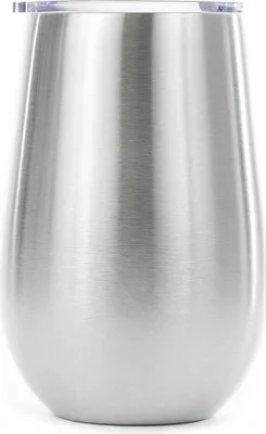 Produktbild von Edelstahlbecher 350 ml doppelwandig vakuumisoliert Silber mit Deckel und Trinköffnung, spülmaschinenfest