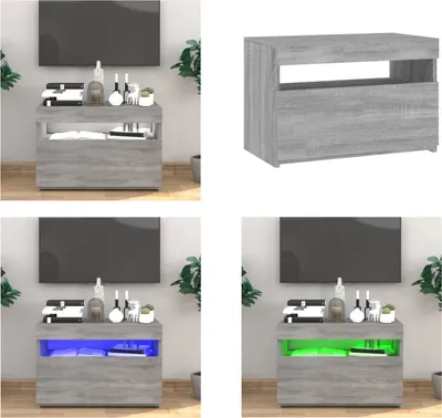 Produktbild von vidaXL TV Schrank mit LED Leuchten Grau Sonoma 60x35x40 cm - TV-Schrank - TV-Schränke - TV-Möbel - TV-Ständer