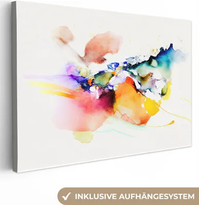 Obrázok produktu pre MuchoWow® - Obrazy na plátne - Akvarel - Dúha - Abstraktné umenie, nástenné umenie, nástenné dekorácie Obývacia izba, 60x40cm