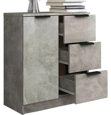 Dressoir aus Holz, 1 Tür, 3 Schubladen, 60x30x70 cm, weiß