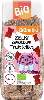 ŻELKI OWOCOWE BEZ DODATKU CUKRÓW BEZGLUTENOWE BIO 150 g - BIOMINKI