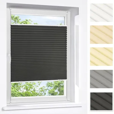 Produktbild von Praktica Plissee, Polyester, 35 x 120 cm, anthrazit blickdicht & lichtdurchlässig, Klemmfix mit Aluschiene, Sichtschutz Fenster & Tür Victoria M.