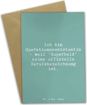 Produktbild von Mr. & Mrs. Panda Klappkarte Spruch Operationsassistentin Heldin - Meeresbrise - Geschenk, Gesundheit, osterkarte, Geschenke für Berufstätige, hochzeitskarten, Beruf