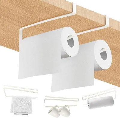 Produktbild von Ibenzoa® Küchenrollenhalter ohne Bohren, 2er-Set – platzsparende Halterung für Küche & Bad, unter Schrank montierbar