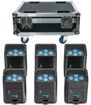 Produktbild von 6er-Set PAR-Bühnenstrahler - DMX-Bühnenlicht - 80 W - RGBWA+UV-LED - Netzbetrieb - 90–240 V - EU-Stecker