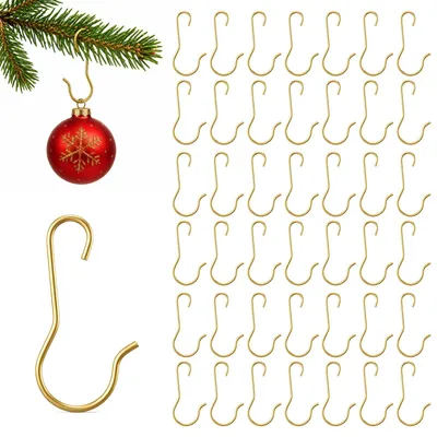 100 S-Haken für Weihnachtsbaum, Gold, 3 x 1,5 cm
