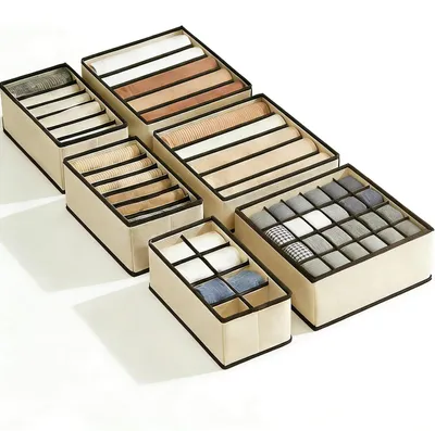 Productafbeelding van Omgoods - Set van 6 Opbergdozen voor Lades, Verdeelringen voor Kleding en Cosmetica