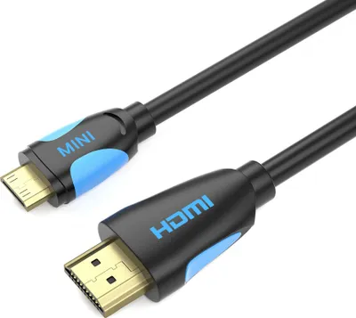 Produktbild von Mini HDMI High Speed Kabel Adapter von JAMEGA | für Tablet Kamera Notebook - Schwarz/Blau 2m