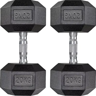 Obrázok produktu pre Sada šesťhranných činiek, gumová konštrukcia, viacero možností zaťaženia, 20 kg x 2 kusy