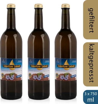 Produktbild von 3 x Lausitzer Leinöl (kaltgepresstes Leinöl), 3x 750ml
