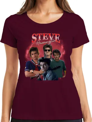 Produktbild von Steve Harrington Stranger Serienfan Geschenk Babysitter Hawkins Damen T-Shirt, Burgundy, L