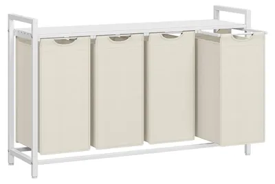 Immagine prodotto di Cesto portabiancheria con 4 scomparti e ripiano – Organizzatore per biancheria – 116 x 33 x 72 cm
