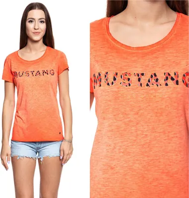 Produktbild von MUSTANG Damen, T-Shirt ALEXIA C PRINT, S, Orange, sport, tshirt, shirt