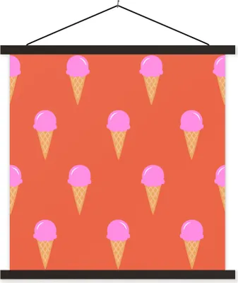 Produktbild von MuchoWow® Textilposter Eiscreme - Muster - Sommer 40x40 cm mit schwarzem Rahmen - Fotos