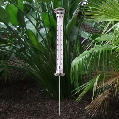 Image de Thermomètre solaire d'extérieur à LED Thermomètre de jardin Station météo Thermomètre déco