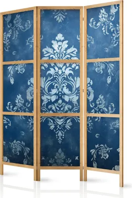 Zdjęcie produktu dla Parawan japoński Kwiaty 135x172 cm 3-częściowy niebieski