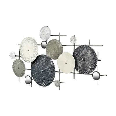Produktbild von Kobolo nástěnná dekorace kovový obraz - DISC - se zrcadly - stříbrně šedý - 90x50 cm Nástěnný obraz Deco dekorace do obývacího pokoje Home Obývací pokoj