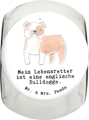 Produktbild von Mr. & Mrs. Panda Dose Englische Bulldogge Lebensretter XL 2000ml - Weiß - Geschenk, Vorratsbehälter, Tierfutterbehälter, Keksdose, English Bulldog, glasbehälter