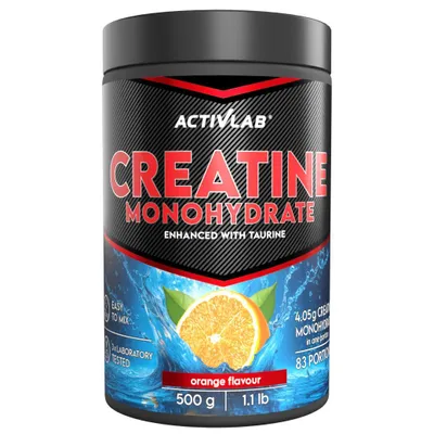 Obrázek produktu pro Activlab Kreatin monohydrát s taurinem – kreatinový prášek pomerančový, 500 g