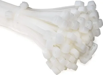 Zdjęcie produktu dla Opaski zaciskowe ERKO, białe, 360 x 4,8 mm, 100 sztuk, wytrzymałość na rozciąganie 23 kg, odporność na temperaturę, odporność chemiczna, do organizacji kabli, do prac ogrodniczych, do domu