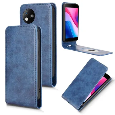 Produktbild von Für ZTE Blade A35 Lite Vertikale Kunstleder Flip Handy Tasche Hülle Case Blau