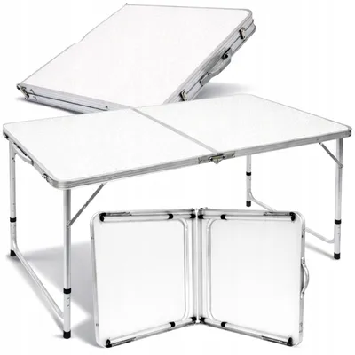 Obrázek produktu pro Omna | Skládací kempingový stůl – 120 × 60 cm – hliník – přenosný – výškově nastavitelný – stabilní a lehký