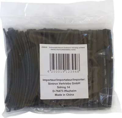 Produktbild von Schrumpfschlauch 100mm Sortiment 100-tlg 1,5mm - 13mm platzsparende Tüte SCHWARZ