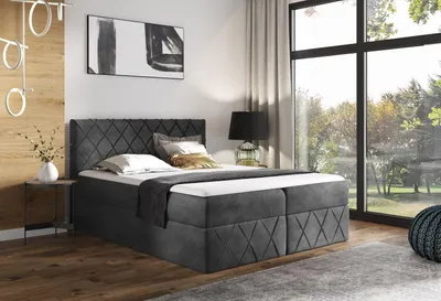 Obrázok produktu pre Manželská posteľ 140x200 PEREZ LUX - šedá + topper ZDARMA
