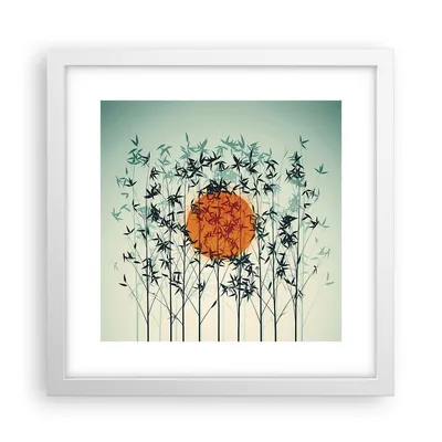 Produktbild von Gerahmtes Poster - Weißer Rahmen - Westen Sonne Gras - 30x30 cm - Wand Bild - Wanddeko - Wandbilder - Kunstposter - Wandposter - Bilderrahmen - Bilder - Kunstdruck - Wanddekoration - P2WAC30x30-5104