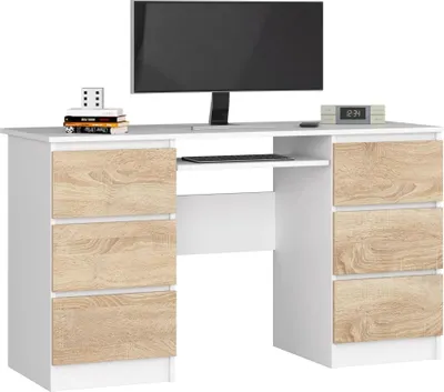 Produktbild von AKORD Furniture Factory IP0PBIUBIASONA11, Gerade, Rechteckige Form, Matt, Weiß, Eichenfarben, 6 Schublade(n), 500 mm