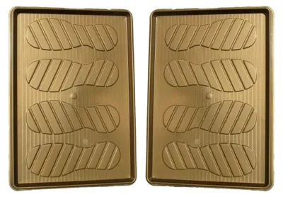 Produktbild von 2 STÜCK Schuhabtropfschale Schuhmatte Ablage 39 cm x 56 cm x 3 cm - Schuhablage mit erhöhtem Rand - Abtropfschale in Gold für Schuhe bei Regen, Herbst und Winter
