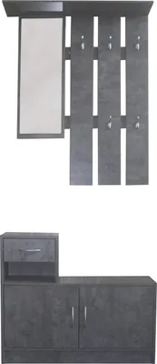 Produktbild von Garderobe Thekla, Garderobenpaneel mit Spiegel (90x116x22cm) und Schrank (90x75x24cm)