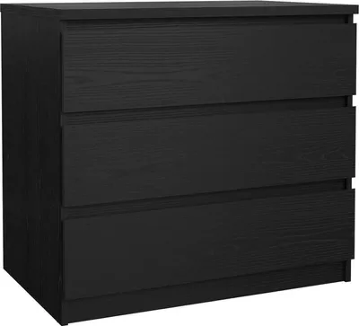 Immagine prodotto di Dmora Cassettiera Kajiki 50x77x68h cm Nero, 3 Cassetti Apertura Scorrevole