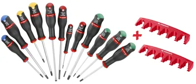 Image de FACOM Jeu de 12 tournevis (Plat, Pozidriv, Phillips, Torx) + ratelier