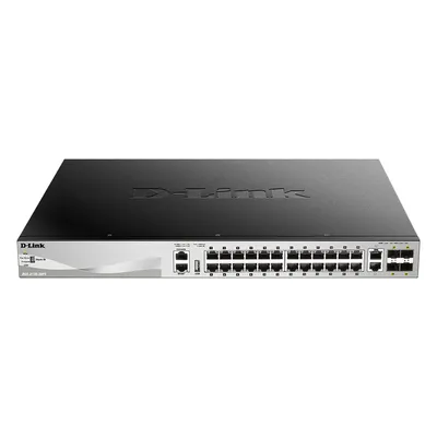 Zdjęcie produktu dla D-Link DGS-3130-30PS/E 30-portowy przełącznik PoE, gigabitowy stos PoE warstwy 3 (SI)