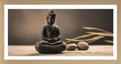 Produktbild von Wandbild - Braun - Schwarz - 49 x 23 cm - Buddha