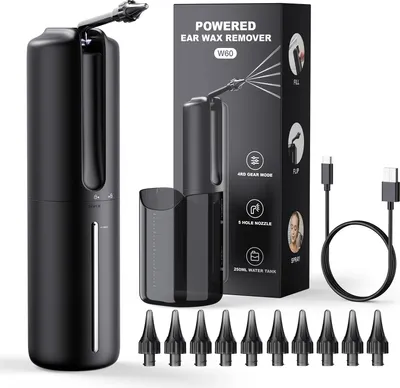 Produktbild von Ohrenreiniger-Set zum Entfernen von Ohrenschmalz, wiederaufladbare Wasserwaschspritze mit 4 Modi, Ohrenreinigung, Bewässerung, Spülung, für Erwachsene und Kinder