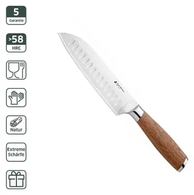 Santoku-Damastmesser 18 cm, japanischer Damaststahl, 7 Zoll