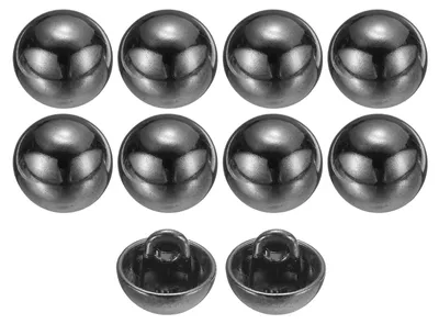 Metallene Nähknöpfe 10 mm, 10 Stück, schwarz, rund, flach