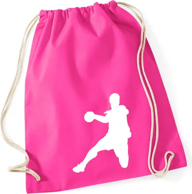 Produktbild von Huuraa Turnbeutel Handball Silhouette 12 Liter Fuchsia Baumwolle Rucksack Geschenkidee