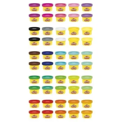 Produktbild von Play-Doh-Box mit 50 Töpfen Modelliermasse