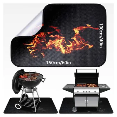 Produktbild von Feuerfeste Unterlage 100 × 150 cm, Glasfasersilikon Hitzeschutzmatte für Grill und Kamin